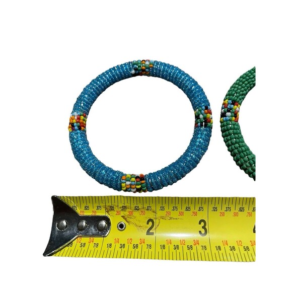African Masai Colored Bangle Bracelet Kenya Set Of Two New - Picture 5 of 6